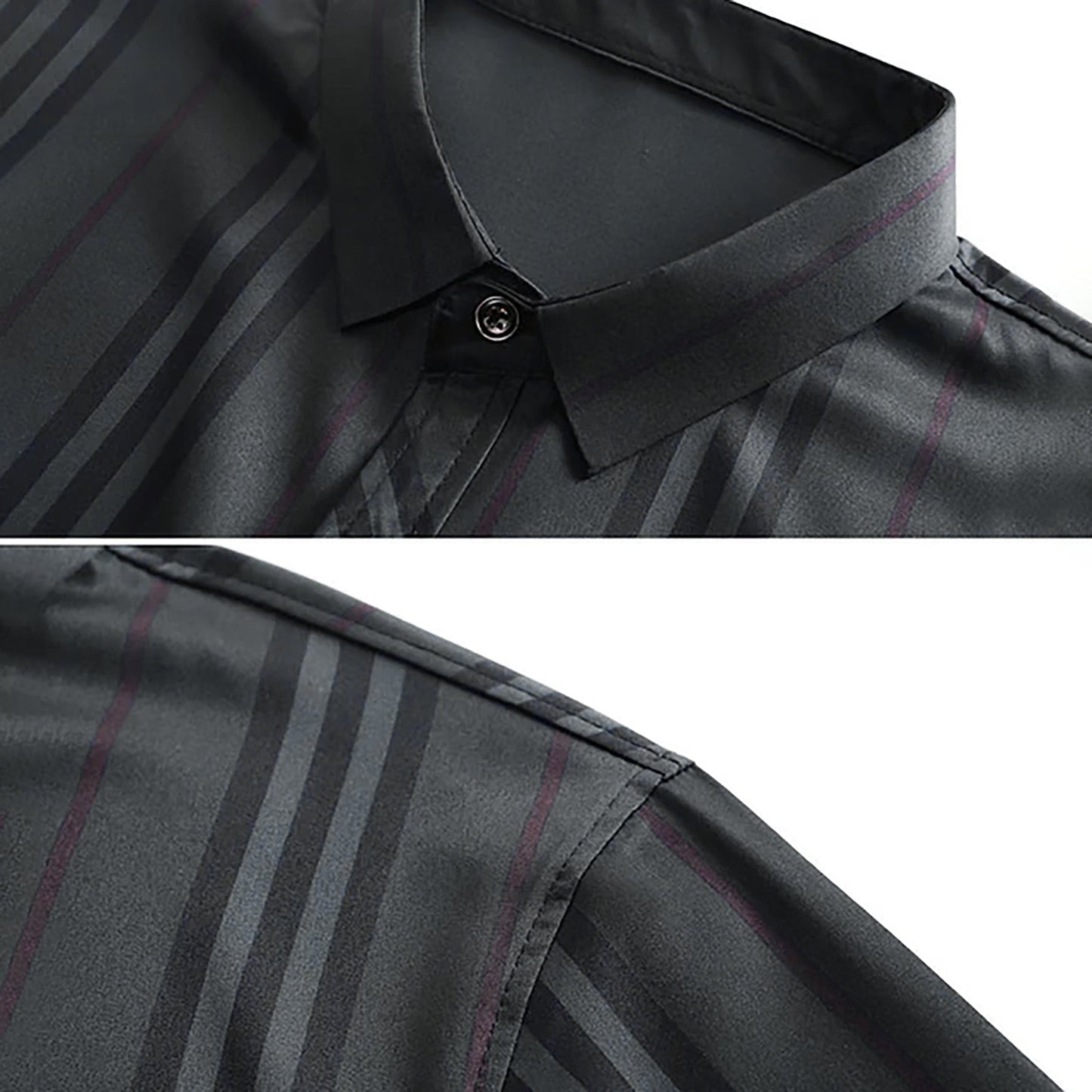 Forest Edge Stripe Cotton Shirt (BROWN L)