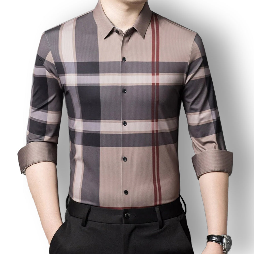 Peach Bloom Cotton Full Sleeve Check Shirt (PEACH GREY)